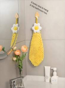 1pc/3 Packs Super Soft Creative Plumeria Pattern Hanging Hand Towel, Quick Absorbent Quick Dry Coral Fleece/Lint Free. , Reusable, Suitable For Kitchen/Bathroom - Multi-Purpose Household Essentials, Household Cleaning, Body Care, Hand Towel, Kitchen Quick Dry Absorbent Rag, Table Cloth. Cleaning Tools Dish Cloths Kitchen Towel