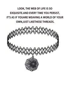 1 pezzo Collana con pendente a luna gotico, stile vintage con elementi di ragno, croce, teschio, ragnatela, teschio umano, design horror e bizzarro, catena regolabile seducente per il collo, adatta per le donne da indossare durante Ognissanti - nero - Visualizzare 14