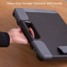 1PC Plastic Storage Clipboard With Handle – Heavy Duty Clipboard, Portable Side-Opening Organizer Case For Letter/Legal Size Paper (14.5"X12"X1.75") – Office, School, Construction & Outdoor Use(Black),For School Supplies,Back To School