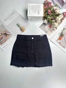 Y2K Hot Girl Summer Streetwear Cargo Skirt - Spring & Summer Must-Have For Youth | Viral Y2K Fashion - Black - View 6