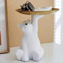 1 pieza Bandeja para llaves con decoración de oso polar de lujo, decoración de escritorio para la sala de estar, decoración para mesa de centro y mueble de televisión, también se puede usar como plato creativo para refrigerios o fruta