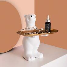 1 pieza Bandeja para llaves con decoración de oso polar de lujo, decoración de escritorio para la sala de estar, decoración para mesa de centro y mueble de televisión, también se puede usar como plato creativo para refrigerios o fruta