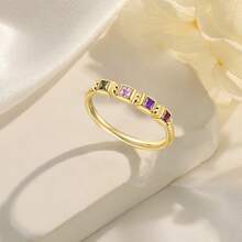 1pc Personalized Birthstone Ring, Family Birthstone Ring, Elegant Birthstone Ring, Memorial Ring, Mother's Day Gift, Christmas Gift - Multicolor - View 5