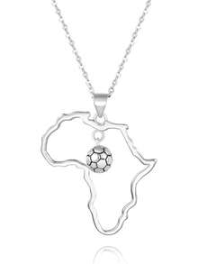 Women's Minimalist Africa Map Pendant Necklace,  Personalized Africa Motherland Continent Outline Necklaces Chain Length 18" Extension Chain 2" ( 18K Gold And Silver Plated Both Choice, Jewelry With Gifts Box)2025 - 銀非洲足球 - 查看 1