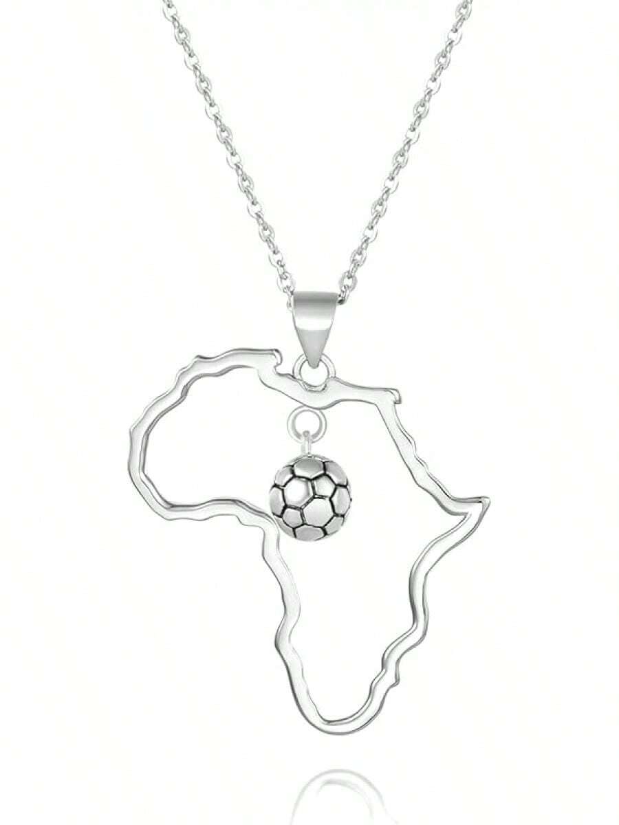 Women's Minimalist Africa Map Pendant Necklace, Personalized Africa Motherland Continent Outline Necklaces Chain Length 18" Extension Chain 2" ( 18K Gold And Silver Plated Both Choice, Jewelry With Gifts Box)2025 - 銀非洲足球 - 查看 1