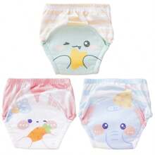 5pcs/Pack Baby Washable Potty Training Pants With Printed Patterns, Reusable Baby Underwear For Toilet Training, Suitable For Newborn, Toddler Boys And Girls