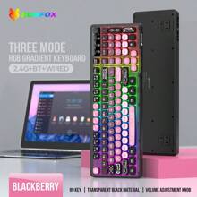 Xuan Yin Hu K98 kabellose Tastatur, UV bedruckter transparenter Tastaturdeckel, Dreifach-Modus Bluetooth kabellos, RGB Licht Farbverlauf Band, Lautstärkeregler Drehknopf, Gaming und Büro Tablet