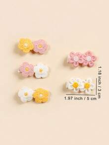 7件套可爱迷你粉色花朵/向日葵公主发夹，婴儿/女孩发饰，适合拍照、婚礼、派对、日常佩戴、新年、情人节、返校季等场合。 - 彩色 - 查看 5