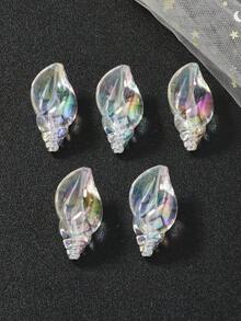 5 件彩虹色亚克力贝壳珠，高端耳环、手链、项链、服装装饰，海洋系列工艺品