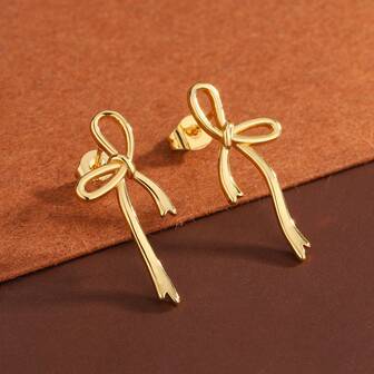 1 Pair Minimalist Cute Bow Stud Earrings, Unique Daily Earrings Gift For Mom, Charm Jewelry