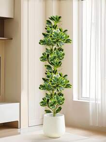 Árbol artificial de Ficus de 76cm/115cm, planta de banyan falsa grande, árbol de figura falso de hoja de corazón verde de plástico para decoración del hogar, el jardín, la cocina, sin maceta, 1 pieza