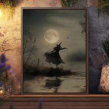 1 件复古万圣节女巫艺术海报，黑暗学院恐怖女巫帆布画，防水帆布墙艺术，艺术墙画，可作为礼物，可作为客厅、卧室、浴室、办公室、走廊、厨房装饰、房间装饰、家居装饰的装饰品（可选框架） - 彩色 - 查看 4