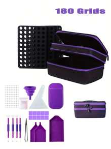 180 Slot Storage Diamond Painting Storage Box Gift With Purple Diamond Painting Tool Accessories, Portable Jewelry Box | Order | Separation Design