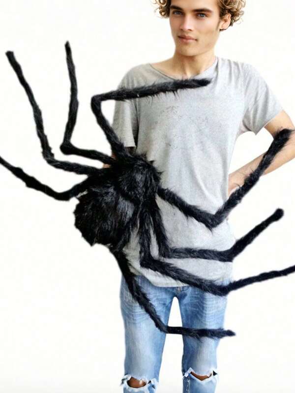 1 pièce Grosse araignée en peluche pour décoration d'Halloween, araignée en peluche DIY pour les pattes, accessoire de fête, fausse araignée d'extérieur pour l'automne, Noël