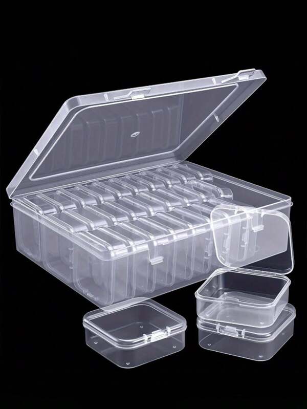 1 Set Of 12/15/20/30 Pcs (2.17in) Transparent Plastic Storage Boxes - Suitable For Beads, Jewelry And Crafts - Durable Organization Solution, Perfect Small Gift For Yourself, Students, Friends And Loved Ones, Jewelry Box For Women Storage Organizer Travel Essentials Back To School