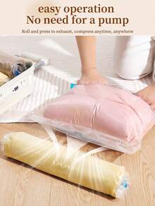 12 Packs Travel Compression Bags, Roll Up Space Saver Bags (6 Large+6 Medium), No Vacuum Needed Reusable Packing For Luggage, Suitcase, Backpack, Travel Essentials, Cream Travel Accessories Travel Bag Vacation Holiday Back To School School Stuff Packing Cubes Dorm Room Essentials College