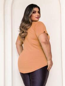 Plus Size Sports Top In Dry Fit Fabric - Light, Comfortable And Perfect For Training And Casual! - 橘色 - 查看 3