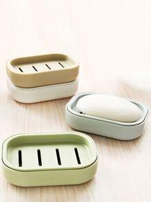 1pc Japanese-Style Double Layer Soap Dish / Creative Bathroom Handmade Soap Dish / Plastic Soap Holder / Soap Box / Bathroom Student Soap Box / Home Travel Portable Soap Box / Double Layer Drainage Soap Box