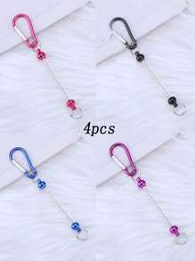 4/8pcs Colorful Beaded Keychains, D-Shaped Clasps, Metal Hooks, DIY Keychains Bulk With Outdoor Hooks For Backpack Pendant Accessories