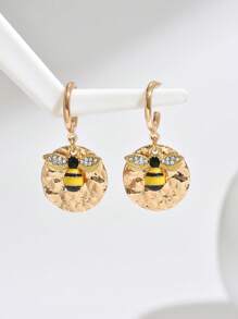 1 pereche de cercei cu șuruburi în formă de albină geometrică, design minimalist, elegant și șic