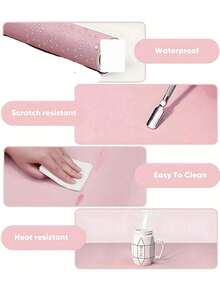 Dusty Pink Nail Art Table Mat Waterproof Soft PU Leather Studio Desk Mat Foldable Nail Arm Rest Cushion Manicure Pad Nail Table Pad Desk Mat For Nail Technician Salon Home - Dusty Pink - View 3