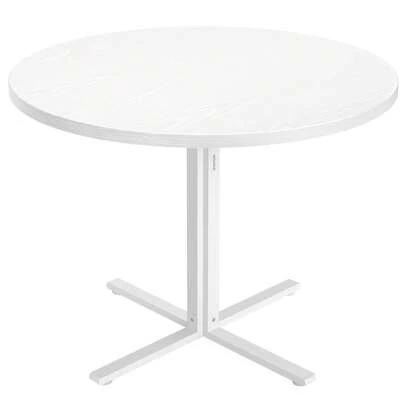 VASAGLE Table Ronde, Table de Cuisine, pour 4 Personnes, Style Campagnard, Surface Résistante à l'eau, 80 cm de Diamètre, 74,8 cm de Hauteur, pour Salon, Blanc Neige