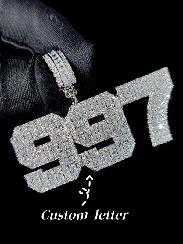 Fashion Versatile Cubic Zirconia Mix Letter Pendant Hip-Hop Necklace, Copper Zirconia Jewelry For Men