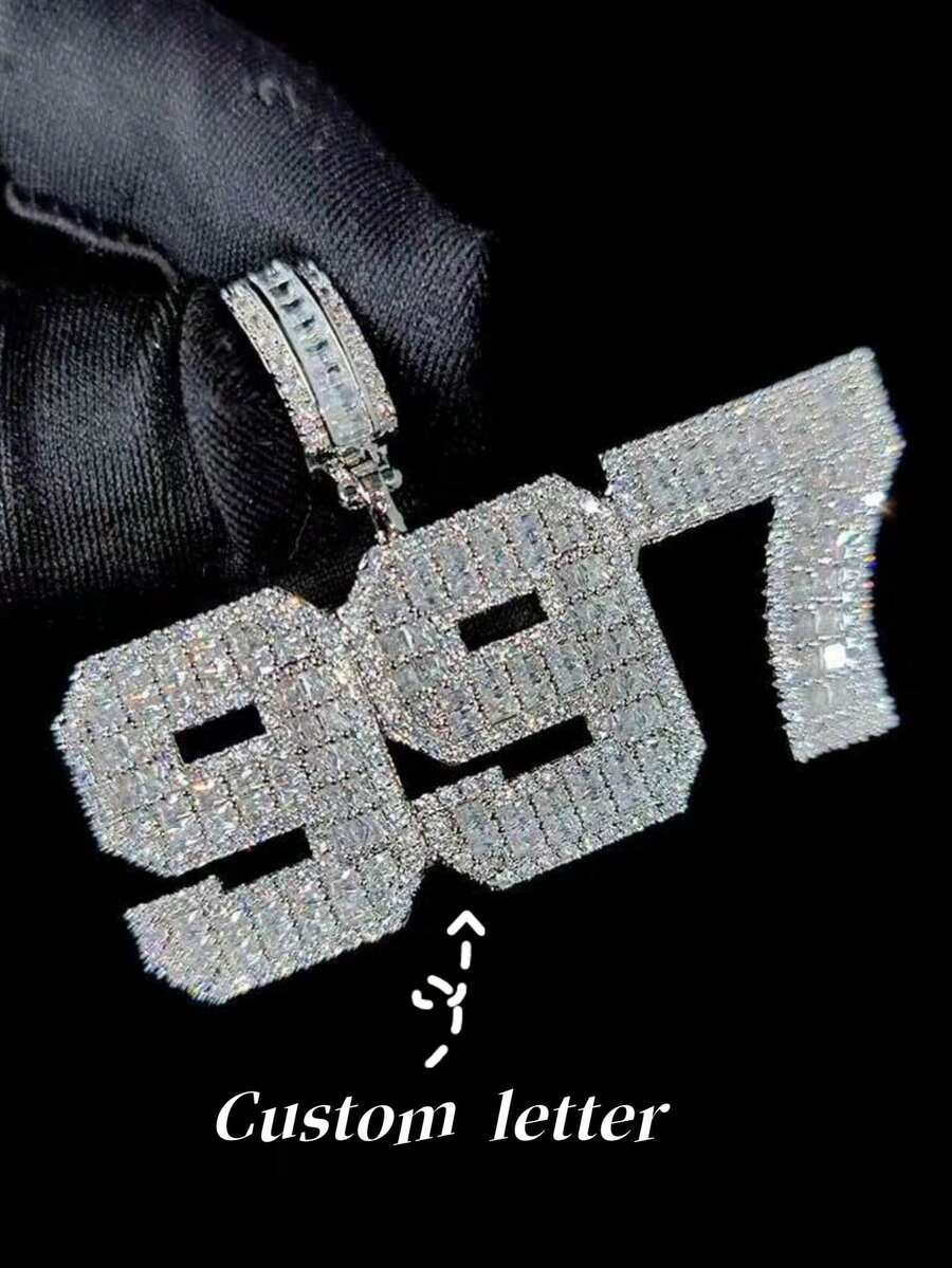 Dây chuyền mặt chữ vuông nhỏ đính đá Cubic Zirconia thời trang, đa năng, trang sức Zirconia bằng đồng dành cho nam giới. - Nhiều màu - Xem 1