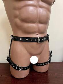Men's Sexy Lingerie - PU Leather Leg Garters, Adjustable Waist Belt, Black Waist & Thigh Garters, Valentine's Day Gift, Party Outfit - Black - View 7