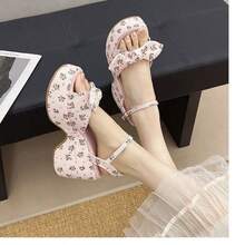 French High Heels For Women With Skirts, New Summer Sandals With Thick Soles And Wedge Heels - Pink - View 2
