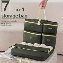 Set Tas Organizer Perjalanan Gantung Lipat 7-in-1, Kantong Penyimpanan Pakaian/Sepatu/Kosmetik Portabel, Kotak Penyimpanan Koper - MultiWarna - View 12