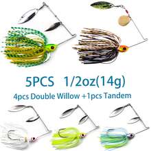 5pcs Fishing Spinner Bait - Bionic Fishing Lure With 4pcs Double Willow Plus 1pc Standem Configuration Blade For Bass, Snakehead, Pike Versatile Wire Bait - Multicolor - View 8