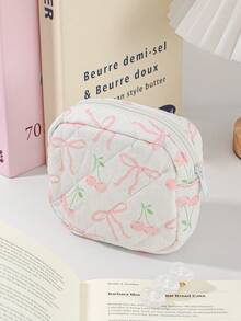 Cute Quilted Makeup Bag Cosmetic Bag Aesthetic Travel Toiletry Bags Sanitary Napkin Storage Bag, Portable Makeup Bag, Feminine Menstrual Pad Tampon Organizer, First Period Kit Bags Cute Pouch Kawaii Aesthetic For Women Makeup Bag Cosmetic Bag For Women Large Capacity Makeup Bags Makeup Brushes Storage Bag Travel Toiletry Bag Organizer Sanitary Napkin Storage Bag, Menstrual Cup Pouch Nursing Pad Holder Tampon Bags Feminine Product Pouches Portable Period Kit Bag For Girls Travel Essentials Cruise Essentials Dorm Essentials, Wedding Bridesmaid Gifts, Mom Gifts, Birthday Gifts, Gifts For Friends And Teachers, Home Decor, Bathroom Livingroom Bedroom Decor, Bathroom Organizer, Jewelry Organizer, Lip Oil Organizer, Nail Polish Organizer , Bow - Multicolor - View 19