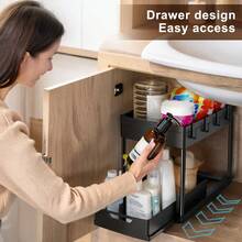 Under Sink Organizer, Bathroom Cabinet Organizer, Under Sink Organizers And Storage For Bathroom & Kitchen - Black - View 4