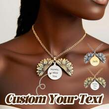1pc Customizable Elegant Sunflower Locket Necklace, Perfect Gift For Birthday Or Any Special Occasion, Women Sunflower Pendant Necklace With Long Chain, Chic O-Shaped Design, Ideal For Birthday And Anniversary
