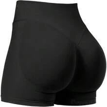 VOYJOY Women Workout Impact Shorts 3.6"/ 4.5"/ 6" Scrunch Butt Lifting Gym Seamless Booty Biker Shorts - Black - View 1