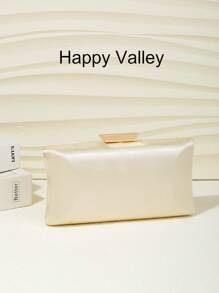 Minimalist Faux Silk Evening Clutch, Fashionable And Elegant Handbag With Metal Chain, Suitable For Parties, Romantic Weddings, Formal Occasions, Banquets, As A Gift For Women, Valentine's Day Gift