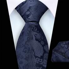 Set de 2 piezas que incluye corbata de 8cm de ancho con estampado de cachemir y flor y pañuelo a juego. Elegante accesorio de corbata de negocios de alta calidad para bodas, regalos familiares, Navidad o fiestas.