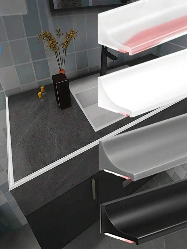 Seuil de douche contemporain auto-adhésif en silicone, bande de séparation sèche et humide pour salle de bain, accessoire de joint de bas de porte pour bases et bacs de douche - joint flexible et durable