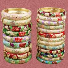 Cloisonne Floral Open Cuff Bracelet, Oil Drop Alloy Bangles, Gifts For All, Various Sizes Available - Enamel Cloisonné Bracelet With Peony Pattern - View 2