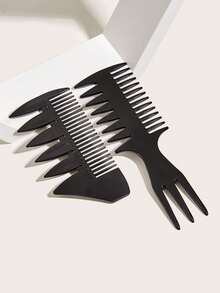 2 件套黑色造型梳套装，宽齿双面发刷，返校季、旅行度假必备品，女士发饰 - 黑色 - 查看 1