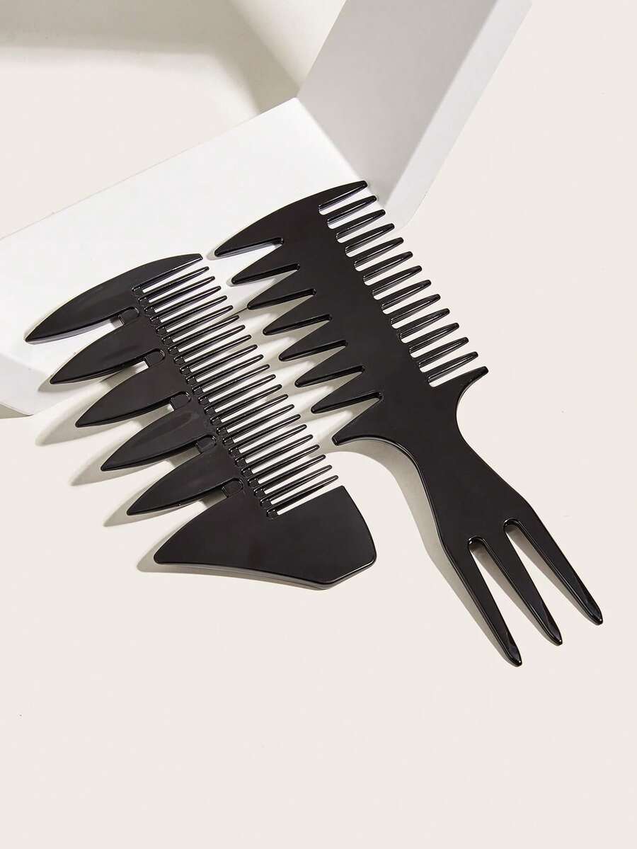 2 件套黑色造型梳套装，宽齿双面发刷，返校季、旅行度假必备品，女士发饰 - 黑色 - 查看 1