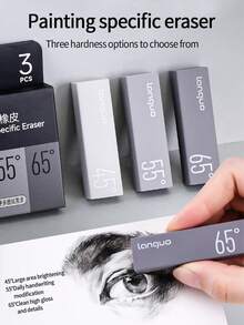 3 种硬度绘画橡皮擦，自动铅笔橡皮擦，图案可爱，无残留，干净，2B 炭笔绘画高光和混合器，适合艺术生