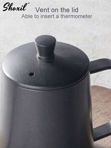 shoxil 1PC 350ml/600ml Stainless Steel Gooseneck Pour Over Kettle - Precision Coffee Dripper With Lid For Home & Professional Brewing - Black - View 3