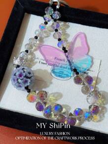 1 pieza Lujoso dije para teléfono/collar versátil de moda con mariposa de y cuentas