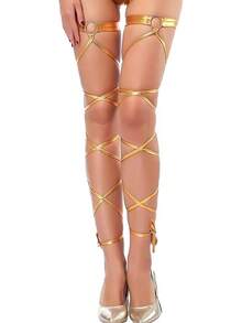 Rave Leg Wraps Women Festival Dancing Shiny Metallic Leg Wraps With O-Ring