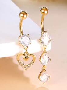 Leocuci 2个装水滴形肚脐环，14G不锈钢材质，女士肚脐穿刺饰品，肚脐环