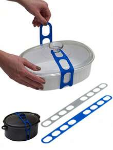 Silicone Universal Reusable Box Fixing Strap, Lid Latch The Reusable Universal Lid Securing Strap For Crockpots, Strong Grip, Easy To Use, Adjustable, , And Versatile Lid Fastening Solution, Perfect For Home, Office, And Outdoor Use, Make It Easy To Transport Your Favorite Dishes With One Simple Strap - Multicolor - View 5