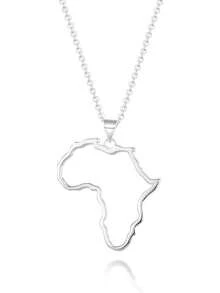 Women's Minimalist Africa Map Pendant Necklace,  Personalized Africa Motherland Continent Outline Necklaces Chain Length 18" Extension Chain 2" ( 18K Gold And Silver Plated Both Choice, Jewelry With Gifts Box)2025 - 銀色 - 查看 1