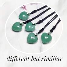 Handcarved Crystal Stone Heart Pendant Necklace For Women Love Healing Quartz Pendant With Adjustable Cord2025 - 綠色 - 查看 7